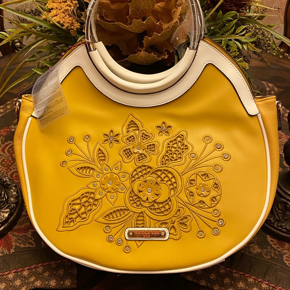 Nicole Lee Floral Yellow and White Shoulder Bag